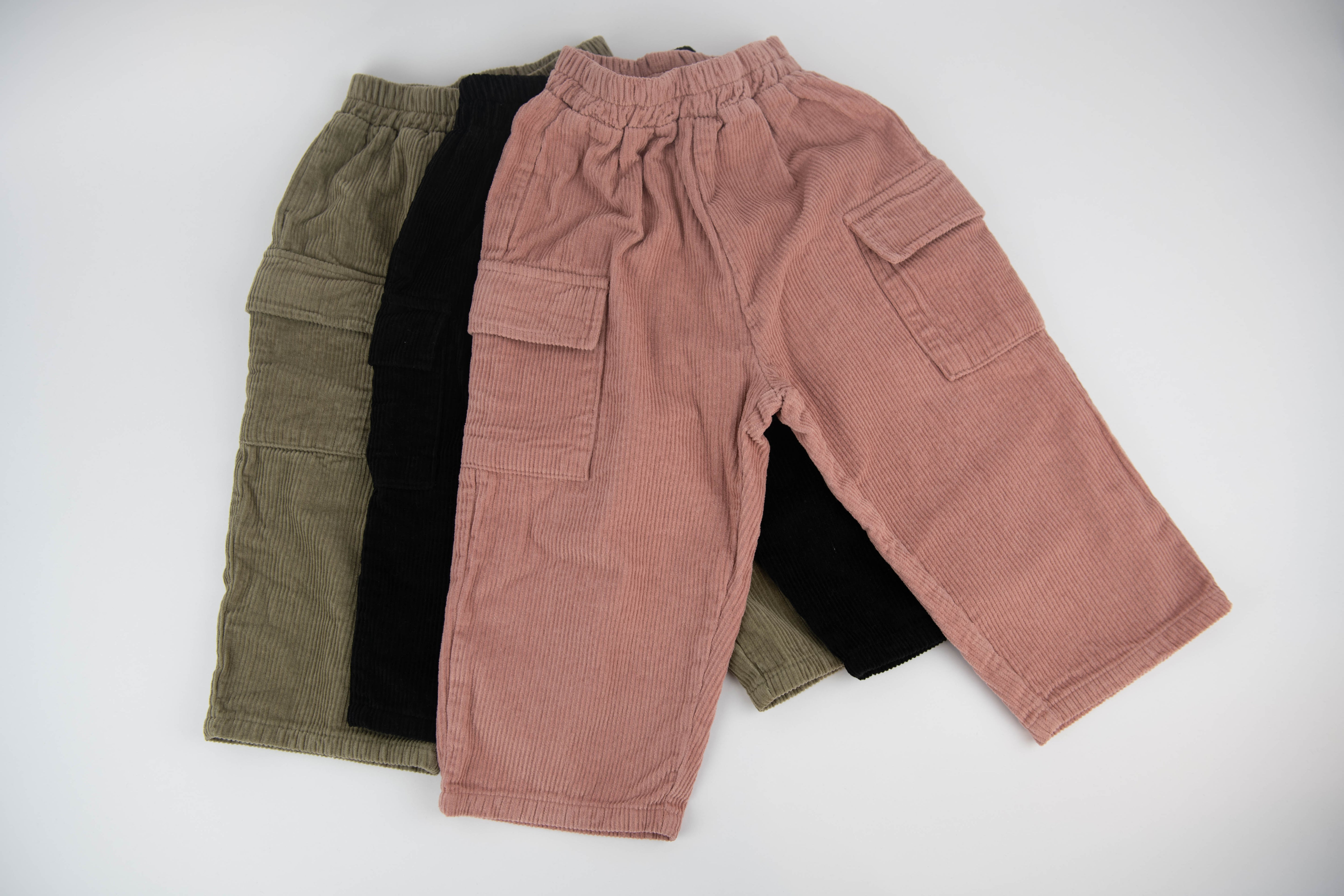 Kids Corduroy Cargo Pants - Three colors