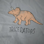 Blue toddler tee with triceratops dinosaur graphic