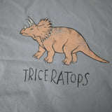 Blue toddler tee with triceratops dinosaur graphic