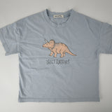 Blue toddler tee with triceratops dinosaur graphic