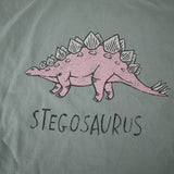 Mint green kids t-shirt with stegosaurus dinosaur graphic