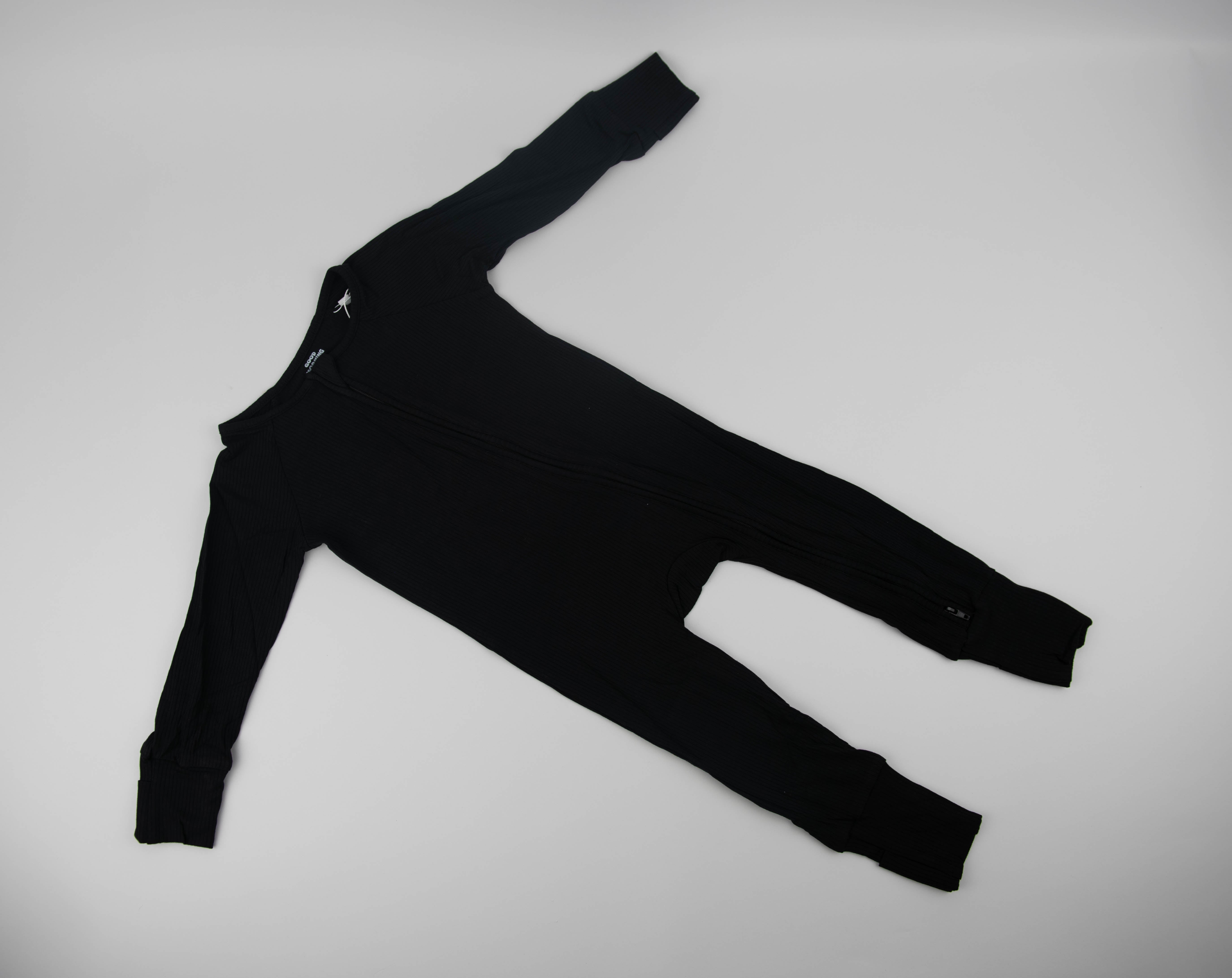 Kids One Piece Black Bamboo Pjs Pajamas  