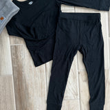 Kids Two Piece Black Bamboo Pjs Pajamas  