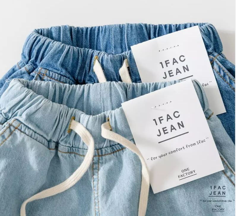 kids denim shorts with drawstring, toddler jean shorts, boys girls summer denim, light wash kids shorts, dark wash denim shorts for children