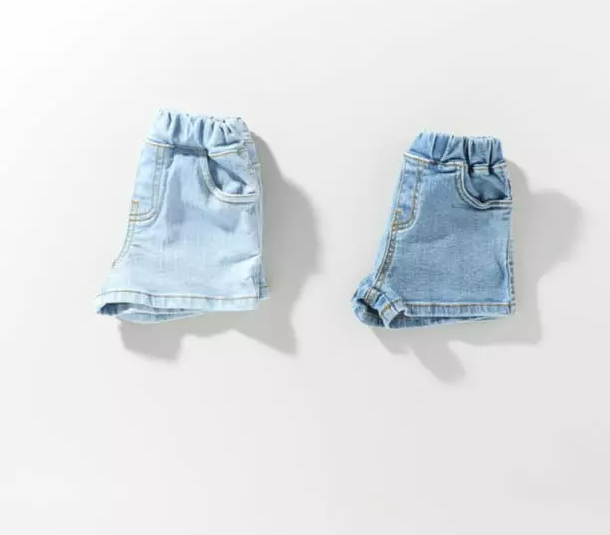 kids denim shorts, toddler jean shorts, light wash black wash dark denim kids, unisex denim shorts for children, summer kids shorts